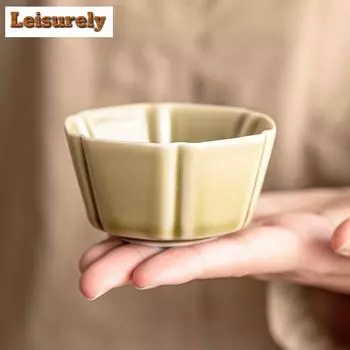 70 мл Яочжоу печь селадон шестигранная чаша для чая чай пыль зеленый мастер чашка одинарная персональная чашка дегустация чая Чачжан кунг-фу чайный набор
