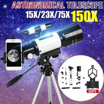 70 мм 300 мм астрономический телескоп Монокуляр Профессиональный уличный дорожный зрительная труба со штативом для детей и начинающих подарок