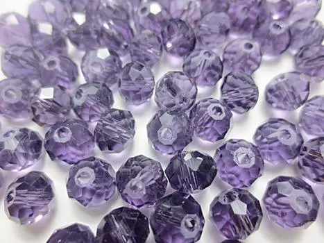 70 pieces glass beads flat crystal cut violet clear 8mm craft materials Huey h726