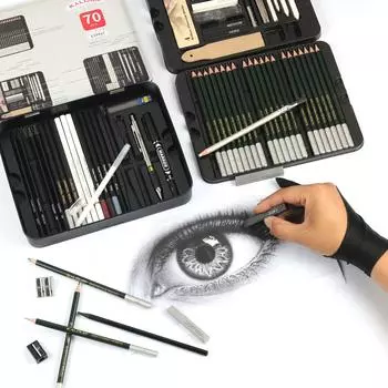 70 шт. базовых карандашей для эскизов и художественных принадлежностей для начинающих художников, набор карандашей для эскизов, угольный карандаш, пастель, карандаш