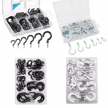 70 шт. черных пластиковых крючков для чашек, набор пластиковых винтов с открытым ушком, пластиковые крючки для чашек One Size чёрный