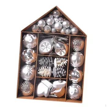 70 шт. елочных шаров, набор украшений, ассорти, декоративные рождественские украшения для фестиваля Silvery