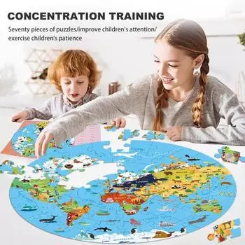 70 шт./компл. круглый напольный пазл-комплект космический динозавр собака карта земли тематическая детская взрослая обучающая игра-головоломка для малышей мальчиков девочек подарок B