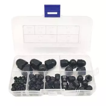 70 шт. M3/M4/M5/M6/M8/M10 нейлоновые гайки-желуди, черные куполообразные гайки-желуди, метрический размер, накладная гайка