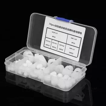 70 шт. M3M4M5M6M8M10 нейлоновые колпачковые гайки комплект шестигранные гайки с купольной головкой (белый)