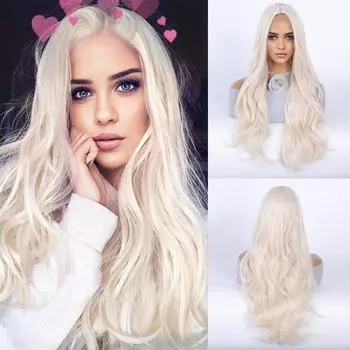 70 см/28 дюймов синтетический парик молочно-белого цвета, длинный белый вьющийся, высококачественный термостойкий волнистый парик для повседневной вечеринки, парик для косплея