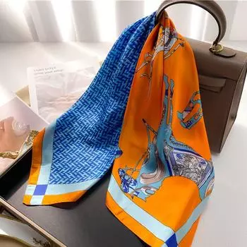 70 см шелковый квадратный шарф женский атласный бандана с принтом шарфы повязка на голову модная женская шаль для волос женский шейный платок хиджаб 70X70CM