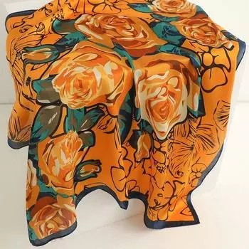 70 см шелковый квадратный шарф женский атласный бандана с принтом шарфы повязка на голову модная женская шаль для волос женский шейный платок хиджаб