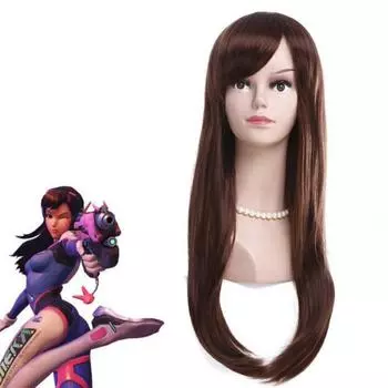 70 см женский длинный парик аниме D. Va косплей костюм термостойкие синтетические волосы Dva парики для девочек костюмы для косплея 70cm фиолетовый