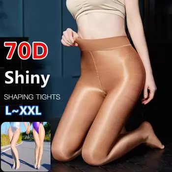 70D масляные блестящие колготки, моделирующие чулки, светоотражающие блестящие длинные носки, колготки для ночного клуба L чёрный