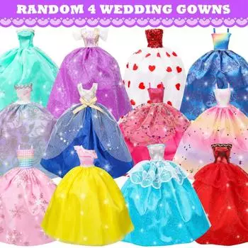 70Pcs Handmade Doll Dress Set Doll Princess Shiny Wedding Accessories Toy Clothes Pink Gown For G4O0 random-70pcs
