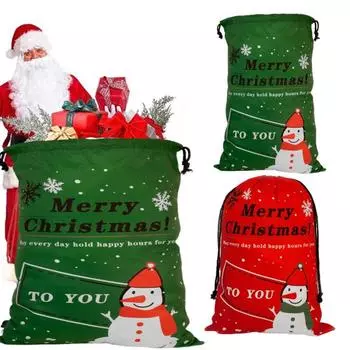 70x50 см Рождественский подарочный мешок с завязками Веселый рождественский снеговик Большая вместимость Прочный многоразовый подарок на вечеринку красный