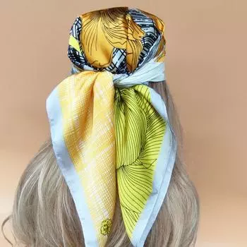 70X70CM Scarves New 2024 The Four Seasons Luxury Style Headscarf Popular Design Silk Hijab Women Beach Sunscreen Square Kerchief 70X70CM