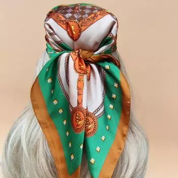 70X70CM Scarves The Four Seasons New 2023 Popular Style Silk Hijab Luxury Design Square Headscarf Women Beach Sunscreen Kerchief 70X70CM