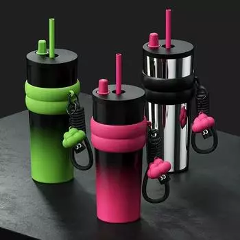 710 мл большая емкость автомобильный термос кружка из нержавеющей стали с выдвижной трубочкой герметичная бутылка для холодных напитков кофе чай 710ml зелёный