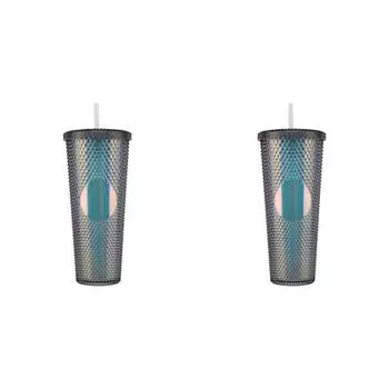 710 мл пластиковый стакан для воды соломенной чашки с крышкой для дома и на открытом воздухе (черный)