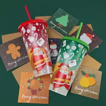 710 мл Рождественские меняющие цвет стаканчики с крышками и трубочками многоразовые пищевые Санта-Клаус красный