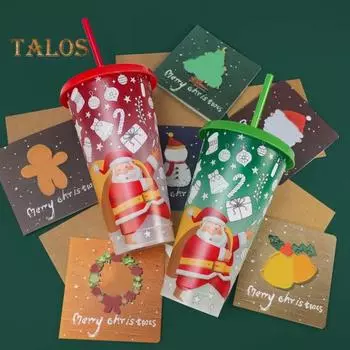 710 мл Рождественские стаканчики с изменяющимися цветами и крышками-соломинками Многоразовые пищевые стаканчики с дизайном Санта-Клауса для взрослых и детей Предотвращают соскальзывание трубочки Герметичные красный