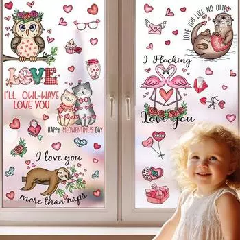 71 шт./компл. День святого Валентина Окно Клеить Водонепроницаемый ПВХ Мультфильм Гном Любовь Сердце Роза