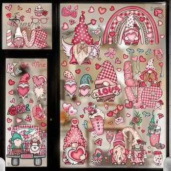 71 шт./компл. наклейка на окно ко Дню святого Валентина, водонепроницаемая, ПВХ, мультяшный гном, любовь, сердце, роза, животное, статическая, стеклянная наклейка для дома, офиса, украшения для вечеринки G