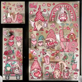 71 шт./компл. наклейка на окно ко Дню святого Валентина, водонепроницаемая, ПВХ, мультяшный гном, любовь, сердце, роза, животное, статическая, стеклянная наклейка для дома, офиса, украшения для вечеринки