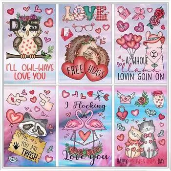 71 шт./компл. наклейка на окно ко Дню святого Валентина, водонепроницаемая, ПВХ, мультяшный гном, любовь, сердце, роза, животное, статическая, стеклянная наклейка для дома, офиса, украшения для вечеринки A