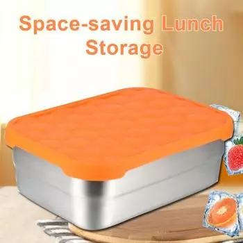 720 мл Нержавеющая сталь Bento Lunch Box для детей Герметичная силиконовая крышка Штабелируемый металл