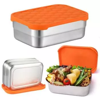 720 мл Нержавеющая сталь Bento Lunch Box для детей Герметичная силиконовая крышка Штабелируемый металл