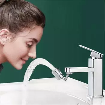 720° Подвижная насадка для смесителя Метод одного выхода Аэратор Водяной пузырь Фильтр против брызг Водосберегающий смеситель Кухонный кран Поворотная головка распылителя Универсальный серебряный