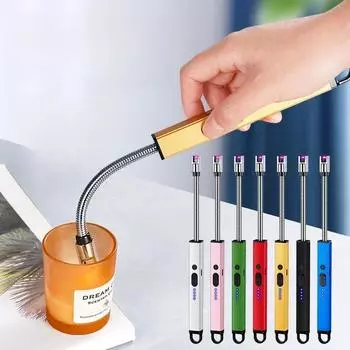 720° Шланг Ветрозащитный Электронный Импульсный Воспламенитель Предохранитель Дисплей Батареи На Открытом Воздухе Кемпинг Кухня Зарядка USB Электрические Зажигалки