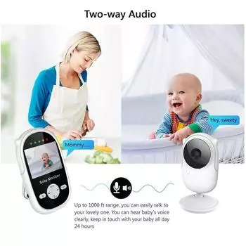 720P 2,4-дюймовый беспроводной цветной видеоняня с высоким разрешением, камера безопасности для детской няни, мониторинг температуры ночного видения EU Plug