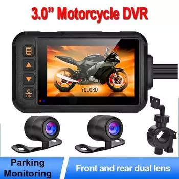 720P Dash Cam 3-дюймовый передний задний монитор DVR для мотоцикла резервная камера видеорегистратор коробка аксессуары водонепроницаемый двойной объектив None