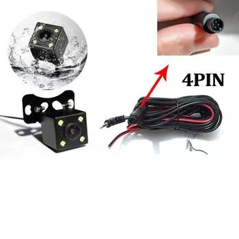 720P Разъем 2,5 мм 4-контактная Автомобильная камера заднего вида Камера для парковки Ночная видимость Водонепроницаемая с 4 светодиодными лампами для видеорегистратора