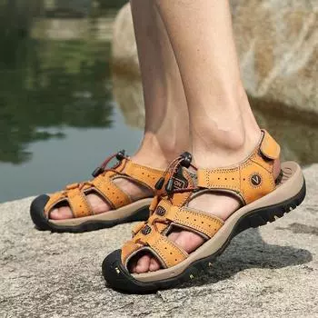 72399 Men s Fashion Baotou Feet Beach Sandals Summer Trend Teen Open-toed Breathable Sandals Large Size 38