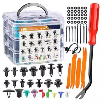 725 шт. автомобильных зажимов для крепления бампера, заклепки, фиксаторы, комплект крепежных элементов для автомобильной обшивки двери кузова с инструментом для снятия чёрный