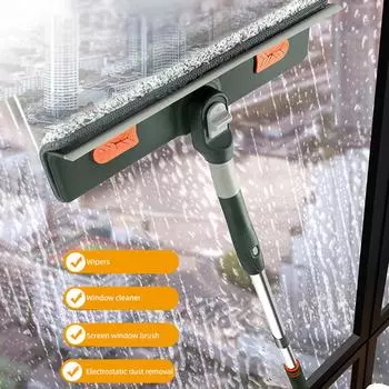 72-226 см выдвижной инструмент для мытья оконного стекла, высотный скребок для сухой и влажной уборки, швабра с силиконовым скребком, щетка для уборки пыли