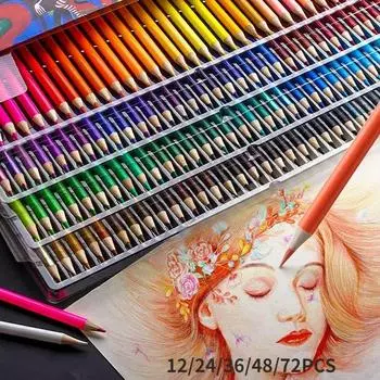 72/48/36/24/12 цветов профессиональные масляные карандаши деревянные мягкие акварельные карандаши для школьной живописи рисовать эскизы товары для рукоделия 12pcs