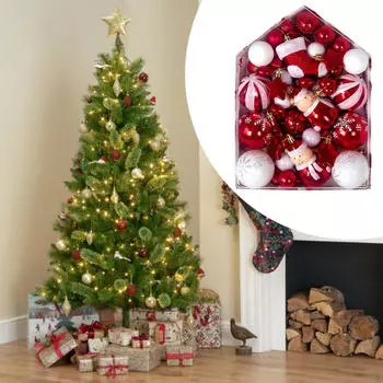 72 шт. подвесных украшений для рождественской елки, рождественские украшения, декоративные безделушки для свадьбы Red White