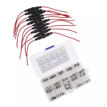 72 шт., 6x30 мм, быстровыдувное стекло, 16 AWG, провод AGC, линейный держатель