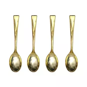 72 шт. пластиковых одноразовых золотых мини-ложек, набор пластиковых столовых приборов, имитирующих металл, для барбекю, пикника