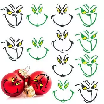 72 шт. Рождественские наклейки Гринч, наклейки на лицо для рождественской вечеринки