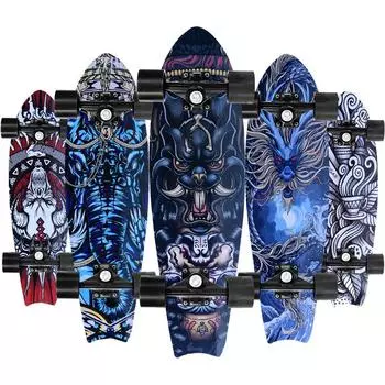 72 см Pro Land Surfboard для начинающих, доска для серфинга, упражнения, Brush Street, большая доска для рыб, прогулочный скейтборд, 7 слоев, кленовый лонгборд 2023