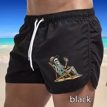 72 Summer Men s Quick-Drying Swim Trunks Printing Sports Pants Swimwear Beach Shorts Jogging Shorts M чёрный