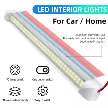 72 светодиодных фонаря 12 В для кемпера, автофургона, кемпинга, автодома, каравана, настенные светильники для салона 72LED side switch