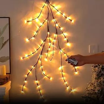 72 светодиодных искусственных гирлянды из лозы ивы, 2 цвета, USB с дистанционным управлением, гирлянды из веток березы, рождественские гибкие украшения из лозы своими руками