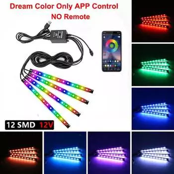 72LED One For Four Car Interior Ambient Foot Strip Light Backlight Remote App Music Control RGB Decorative Lamps CHINA