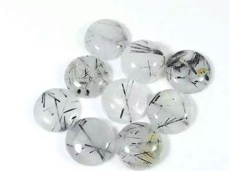 73Cts. Натуральный черный рутиловый кварц кабошон россыпью драгоценный камень 09 шт. лот 14X14MM RQ-1506