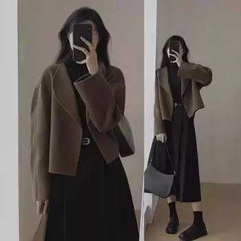 7462 шерстяная куртка для женщин весна и осень маленький ароматный стиль тонкий короткий костюм костюм ощущение новой осени маленький мужчина M