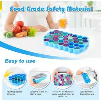 74 кубика льда Силиконовый гибкий лоток для льда, легко извлекается, многоразовые кубики льда идеально подходят для холодных напитков, коктейль-баров, кухонных принадлежностей синий