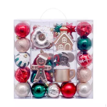 74 Pieces Christmas Balls Baubles Novelty Elegant Pendants Xmas Decors for Apartment Red Green Brown
